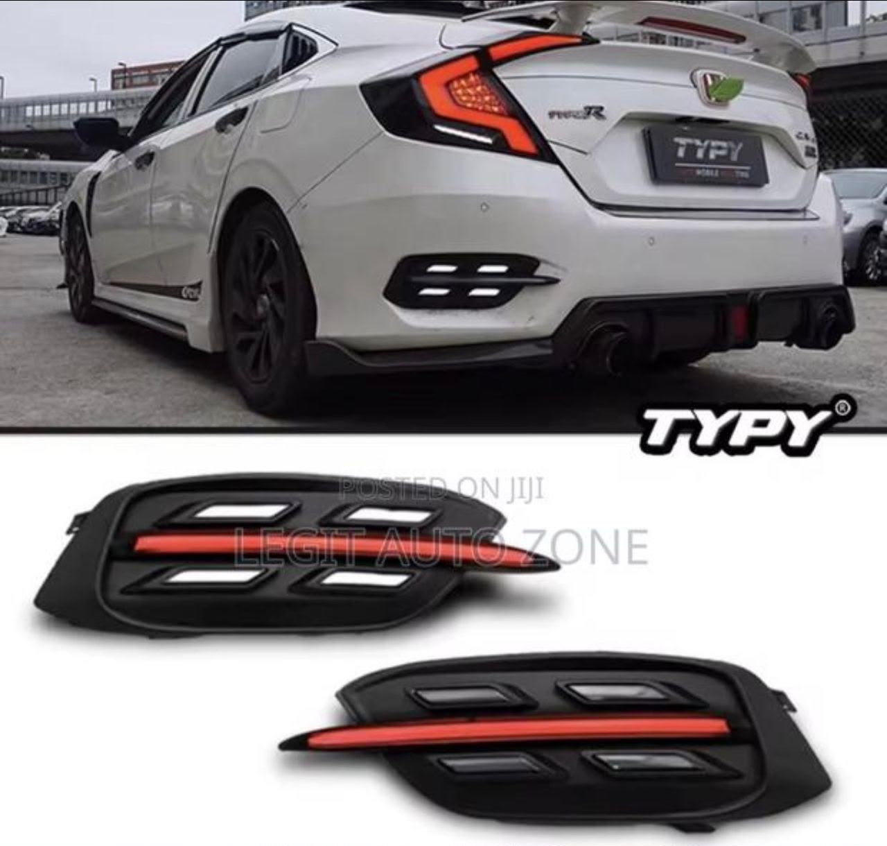 Honda Civic Type R style rear bumper reflector lights