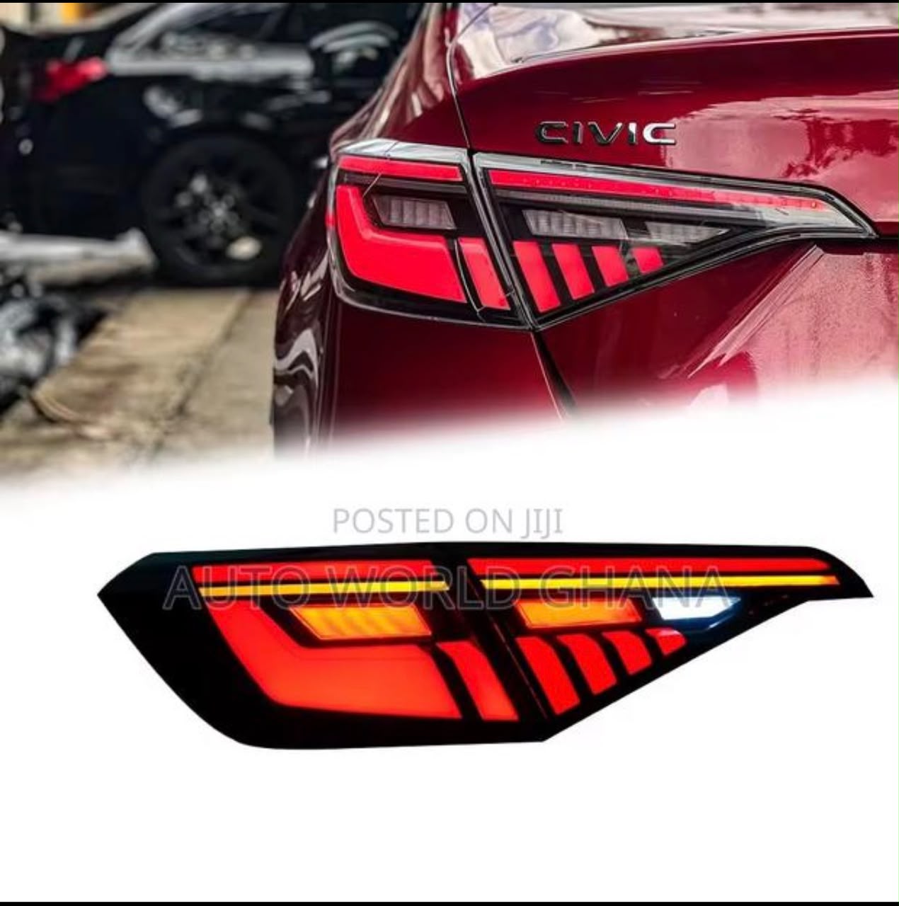 Honda Civic with sequential LED tail lights and matching aftermarket unit