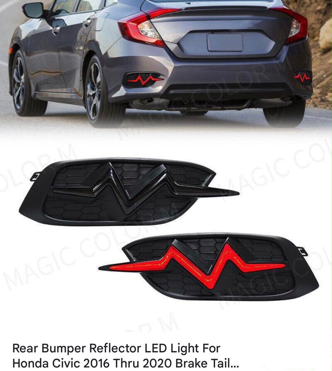 Honda Civic 2016-2020 rear bumper reflector brake lights