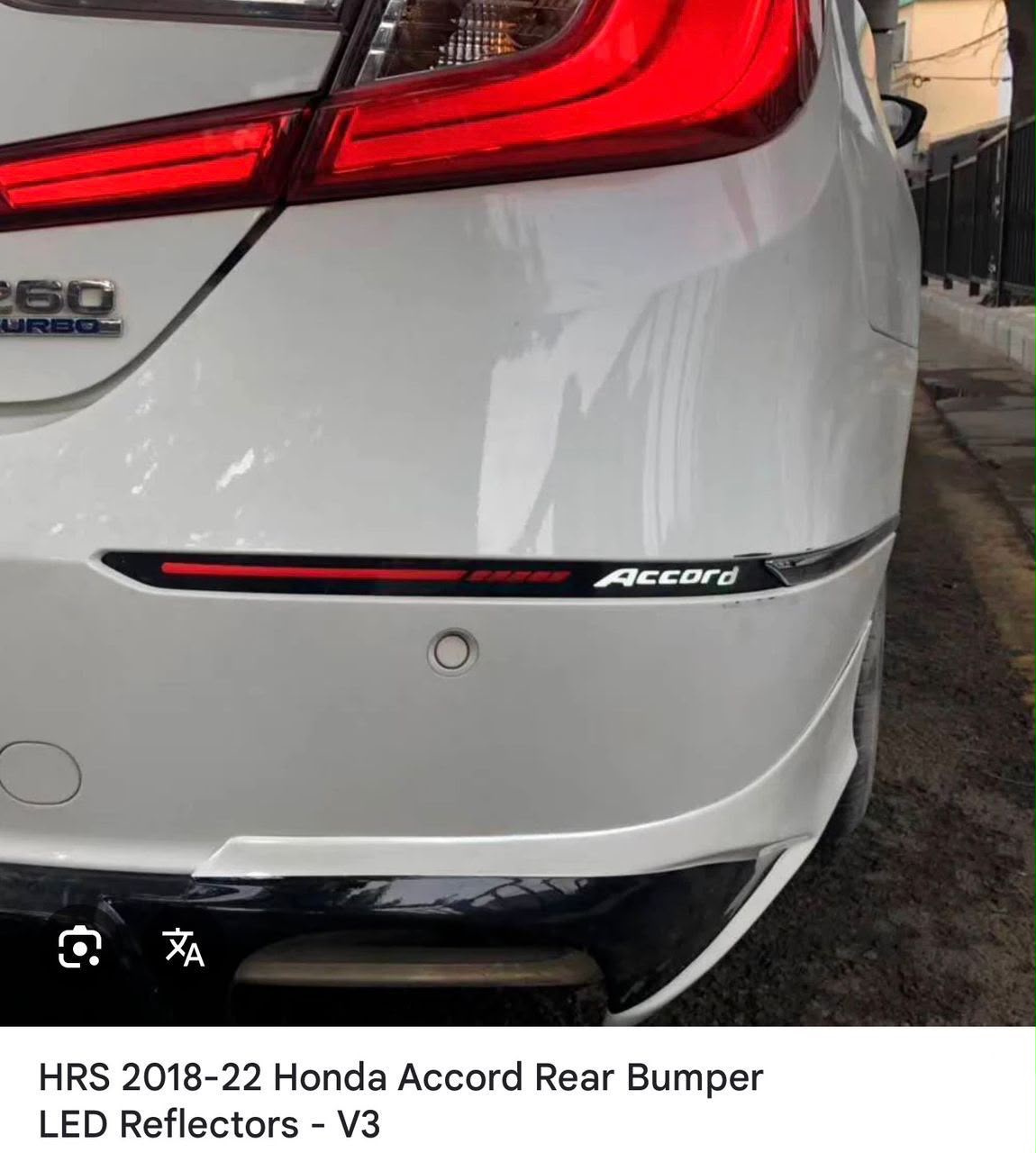 Honda Accord 2018-2022 rear bumper LED reflectors fitted