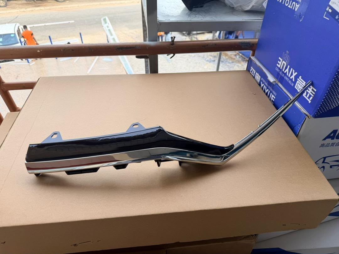Chrome and black exterior door trim strip